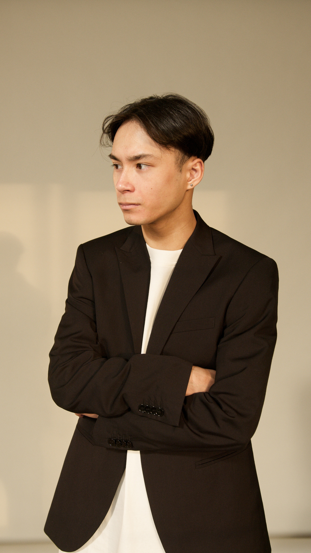 Close-Up Shot of a Man Wearing Black Blazer